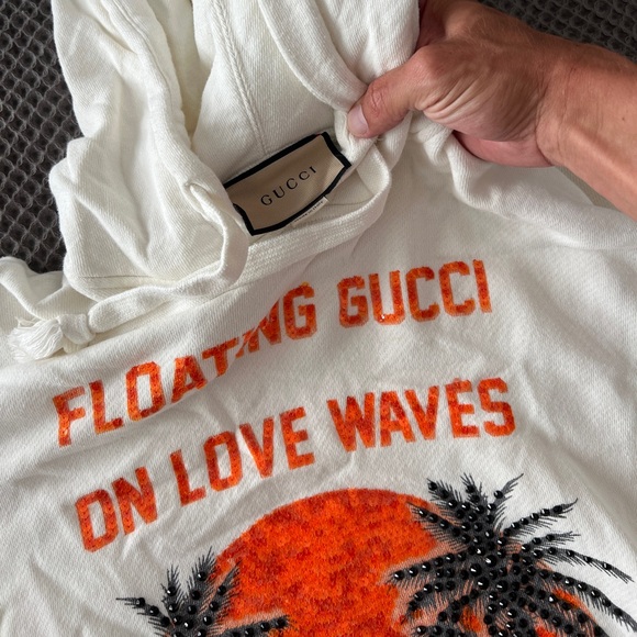 CRYSTAL-EMBELLISHED COTTON HOODIE IN WHITE - Picture 2 of 4